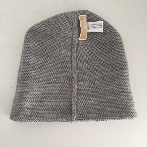 Michael Kors Women's Sequin-Striped Cuff Hat Gray Silver Knit One Size NWOT - Picture 6 of 7